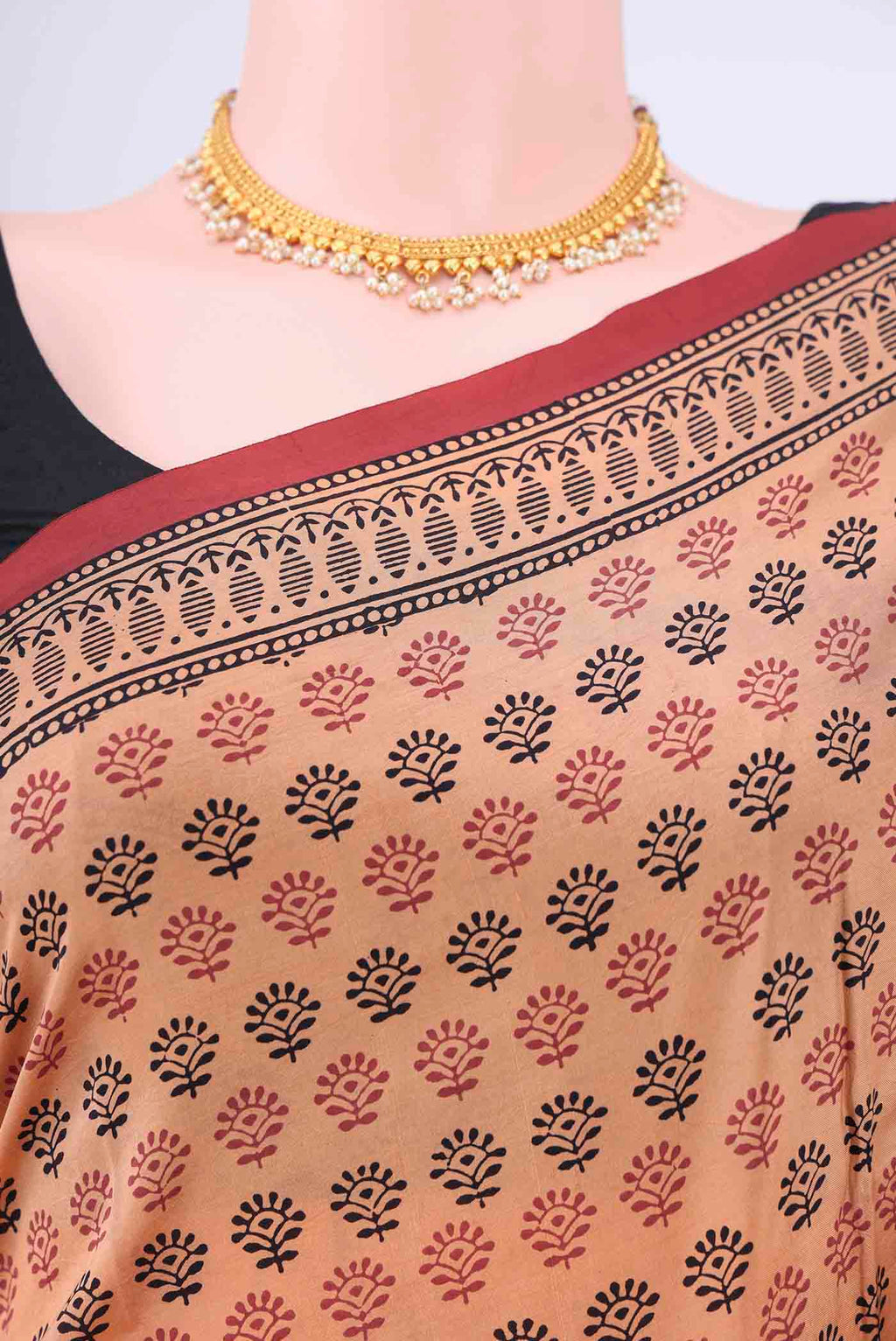 Border image of Cinnamon Printed Silk Saree with Printed design on the body and Thread Border