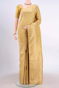 Golden Dual Tone Kanchipuram Saree with Zari Brocade on the body and Zari Border displayed on a mannequin