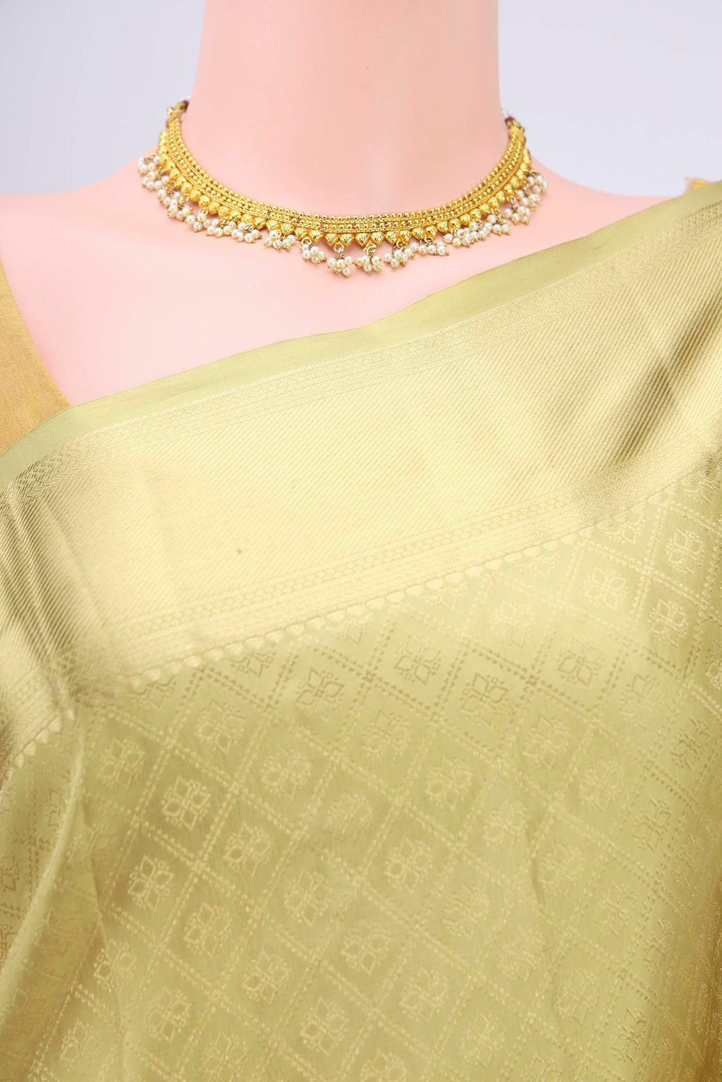 Border image of Golden Soft Silk Saree with Zari Brocade on the body and Zari Border