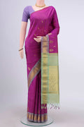 Pink Kanchipuram Silk Saree with Zari Butta on the body and One Side Border displayed on a mannequin