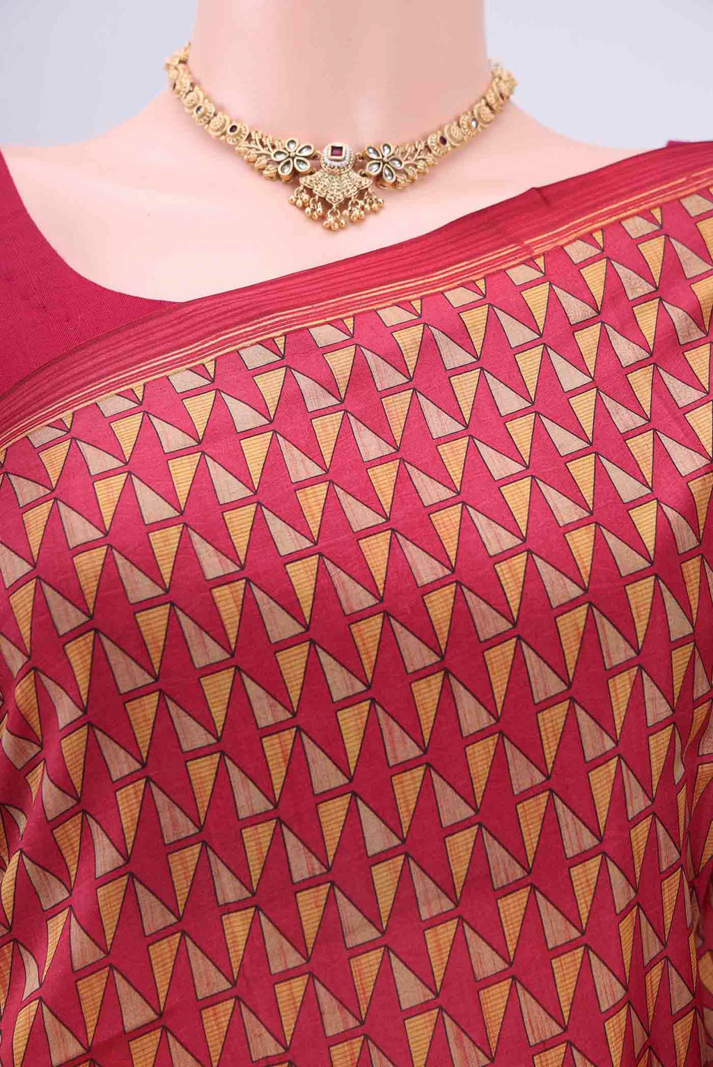 Border image of Pink Printed Silk Saree with Zari Brocade on the body and Zari Border