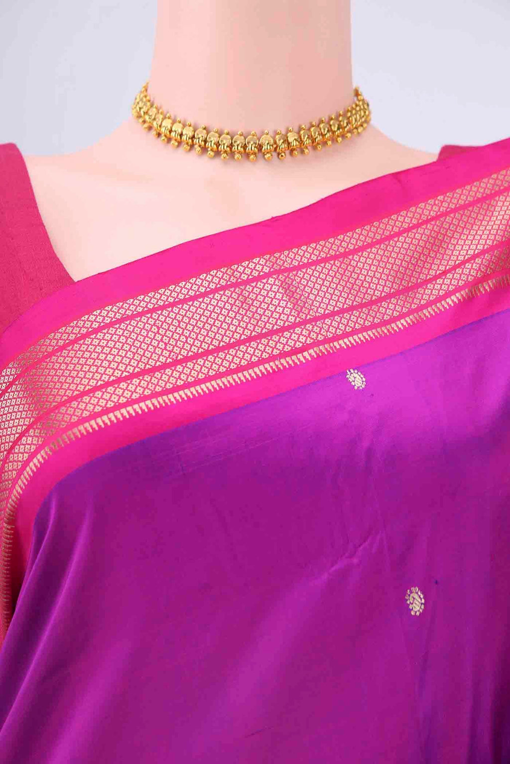 Border image of Purple Paithani Silk Saree with Zari Butta on the body and Zari Border