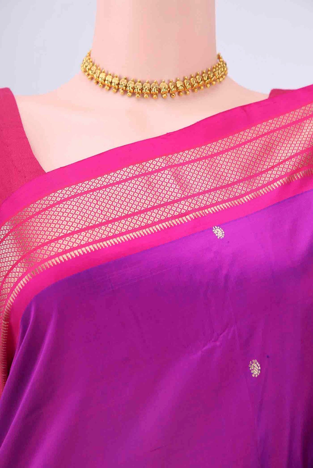 Border image of Purple Paithani Silk Saree with Zari Butta on the body and Zari Border