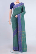 Maya Blue Dual Tone Blended Bangalore Silk Saree with Plain Body and Zari Border displayed on a mannequin