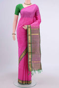 Pink Kanchipuram Silk Saree with Thread Butta on the body and Zari Border displayed on a mannequin