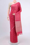 Pink Tussar Silk Saree with Thread Butta on the body and Plain Border displayed on a mannequin