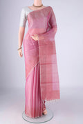 Pink MP Tussar Saree with Plain Body and Temple Border.  displayed on a mannequin