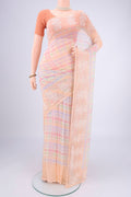 Multi Color Mysore Chiffon Saree with Checked design on the body and Thread Border.  displayed on a mannequin