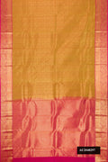 Mehandi Green Dual Tone Kanchipuram Silk Saree with Zari Brocade on the body and Zari Border.  displayed on a mannequin