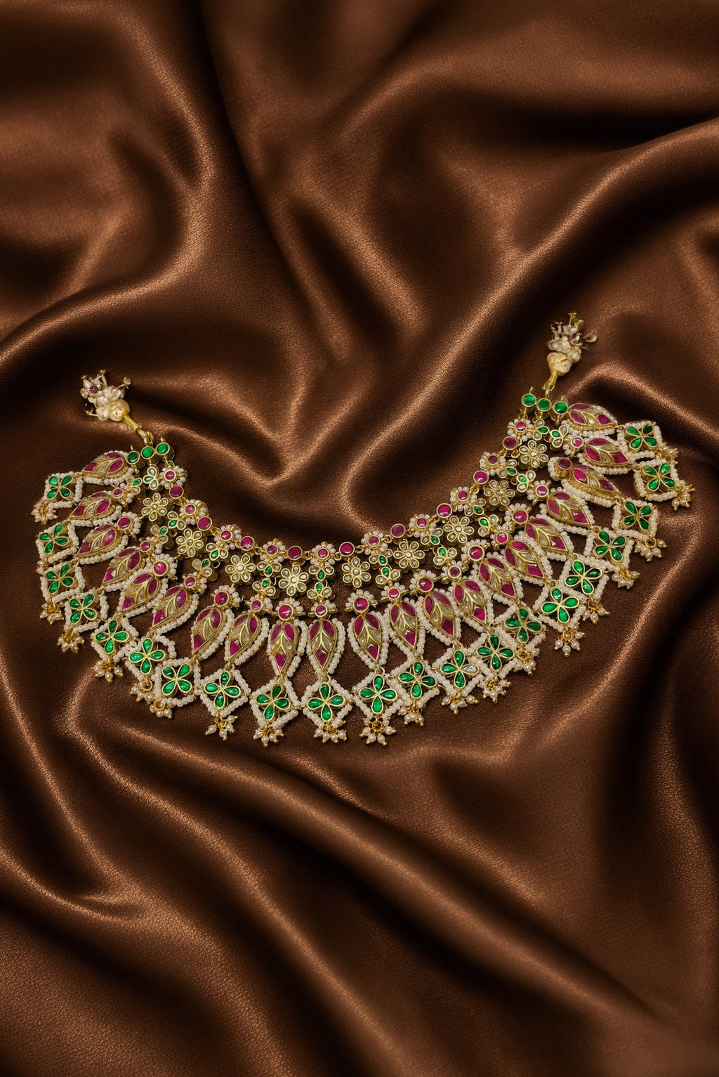 Emerald Trellis Gold Plated Choker Necklace Set