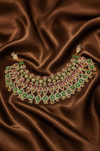 Emerald Trellis Gold Plated Choker Necklace Set