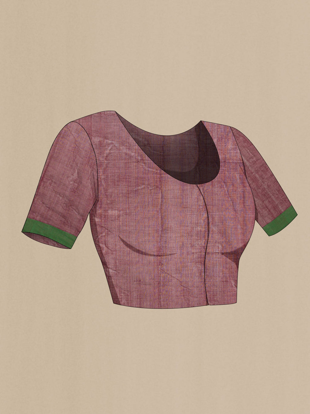 Close up image of the blouse of Multi Color Coimbatore Cotton Saree with Checked design on the body and Plain Border. 