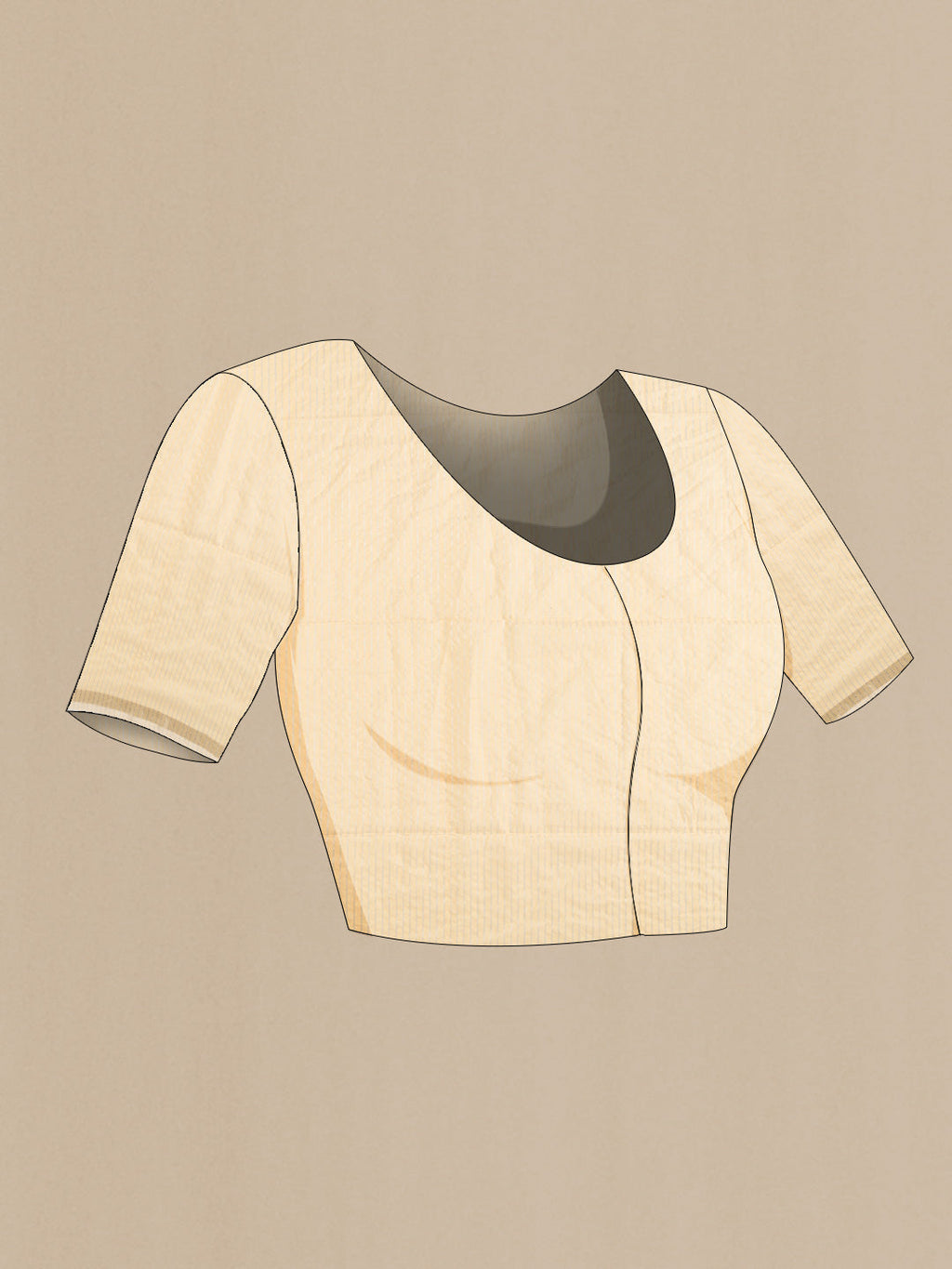 Close up image of the blouse of Yellow Bengal Cotton Saree with Jamdani on the body and Zari Border