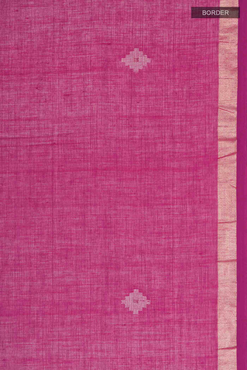 Border image of Magenta Bengal Cotton Saree with Plain Body and Zari Border