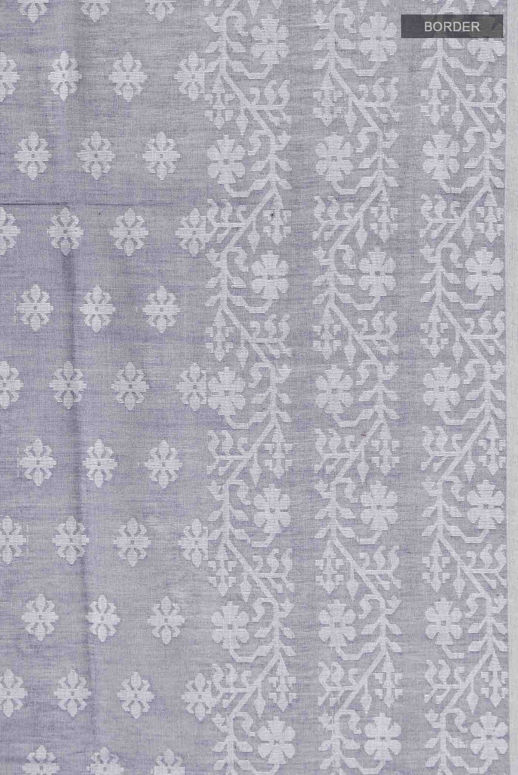 Border image of Blue Bengal Cotton Saree with Jamdani on the body and Thread Border