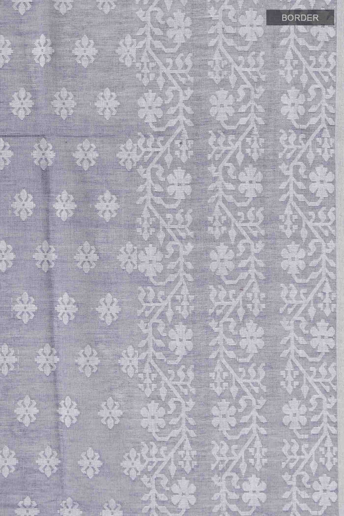 Border image of Blue Bengal Cotton Saree with Jamdani on the body and Thread Border