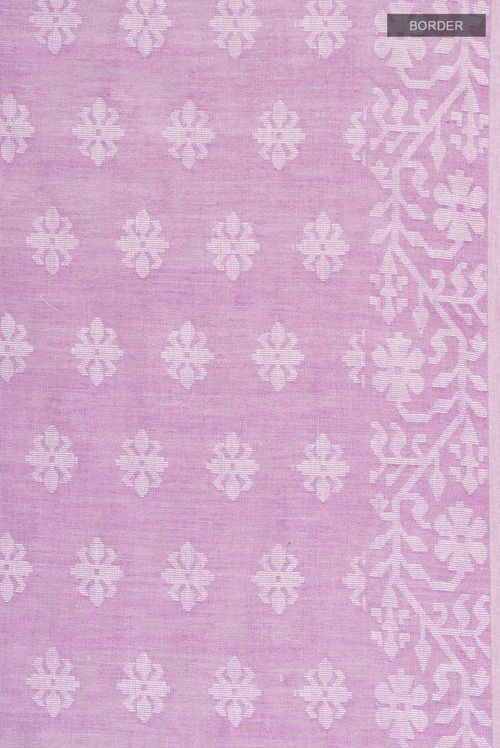Border image of Purple Bengal Cotton Saree with Jamdani on the body and Thread Border