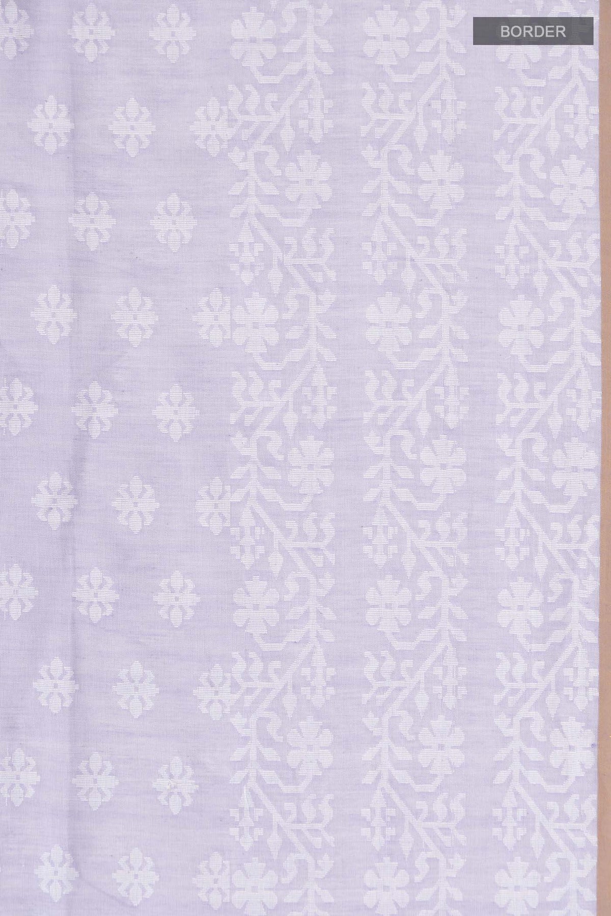 Border image of Lavender Bengal Cotton Saree with Jamdani on the body and Thread Border