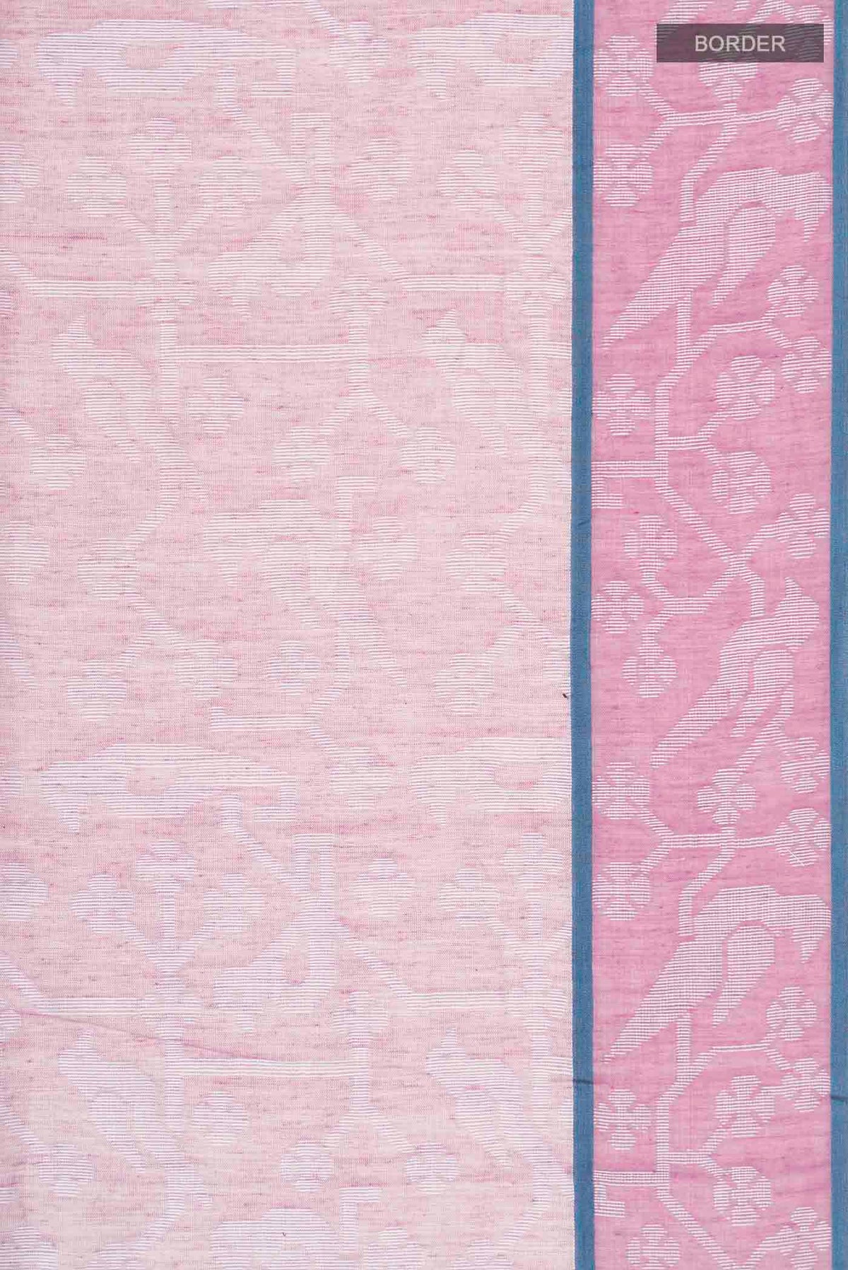 Border image of Mauve Bengal Cotton Saree with Jamdani on the body and Thread Border