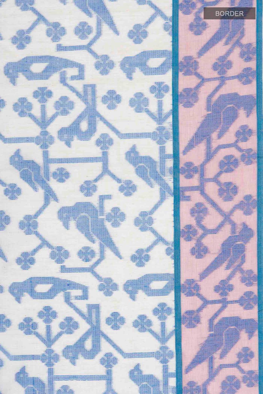 Border image of Cream Bengal Cotton Saree with Jamdani on the body and Thread Border
