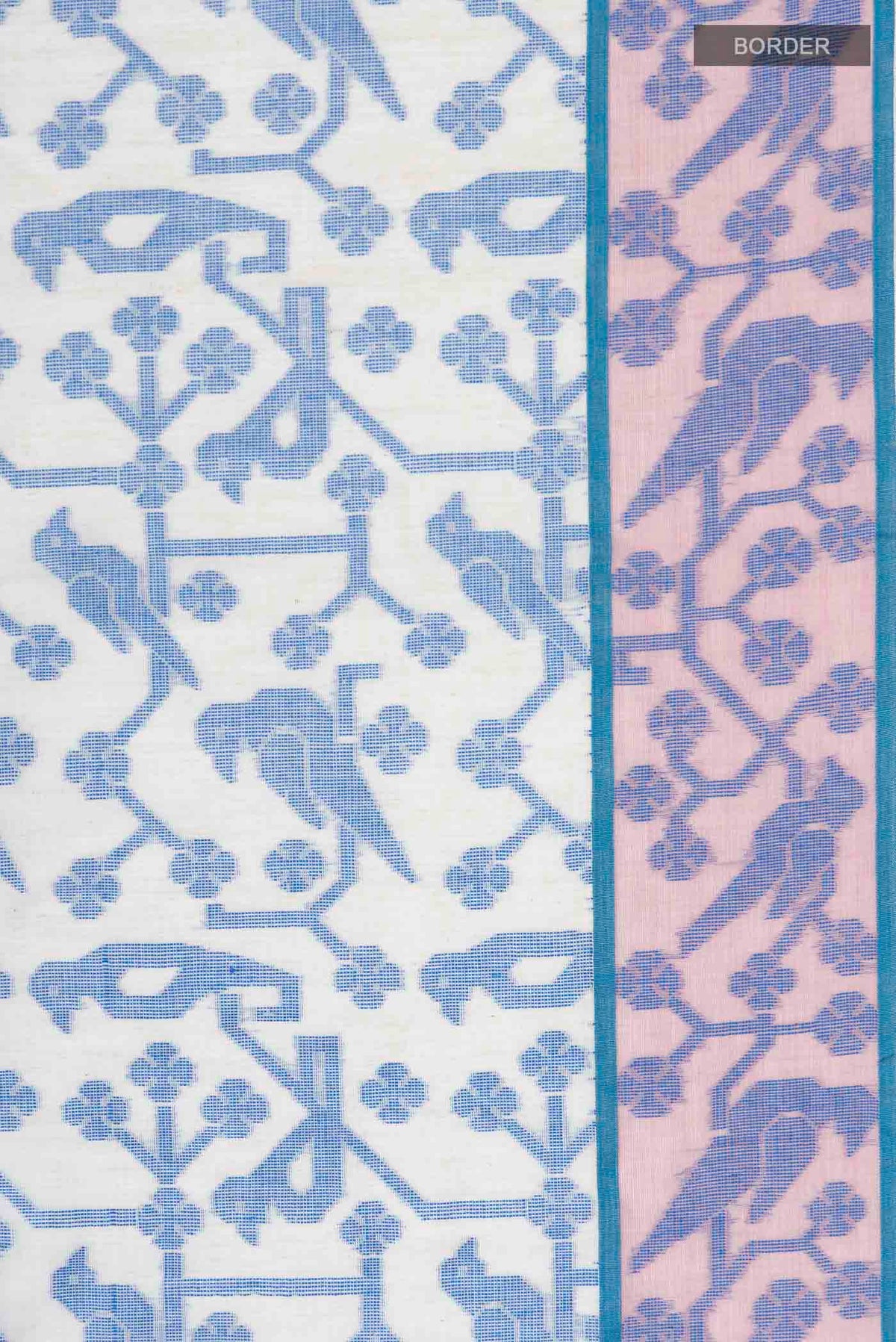 Border image of Cream Bengal Cotton Saree with Jamdani on the body and Thread Border