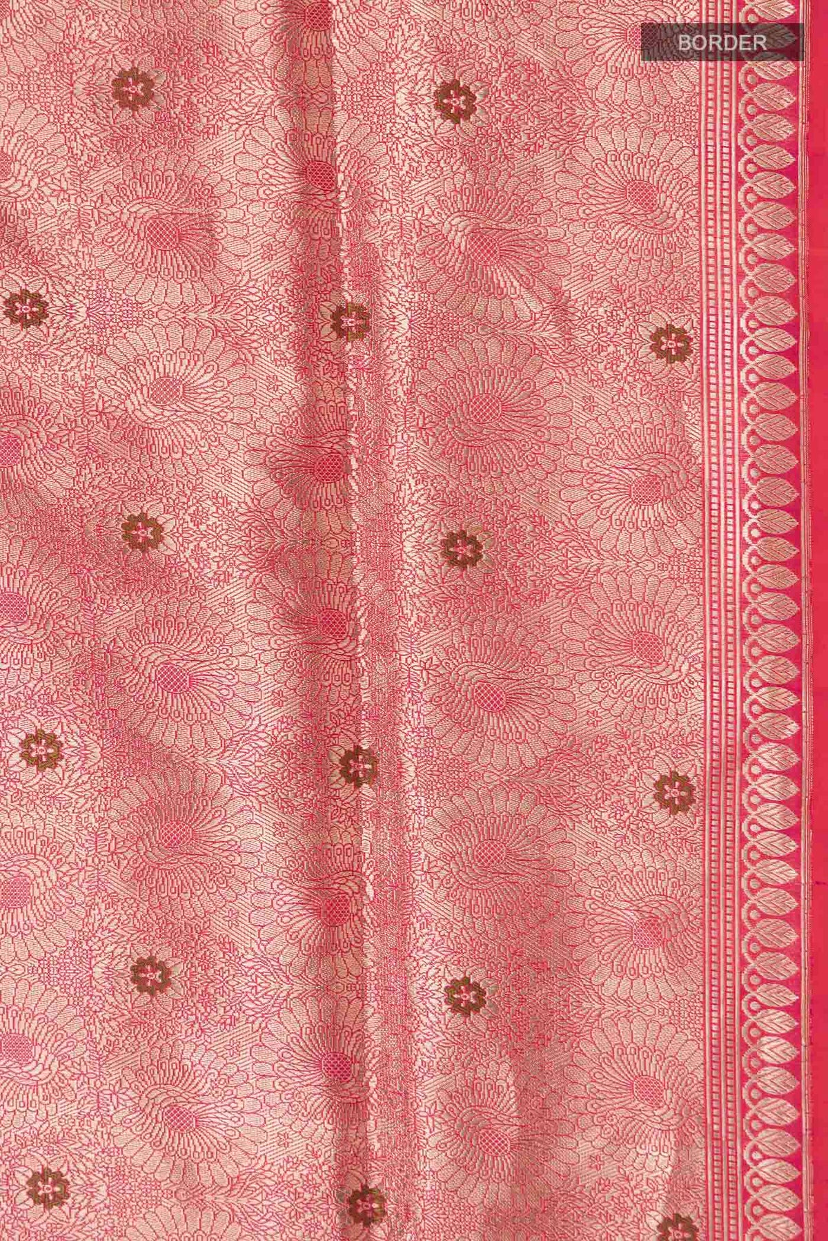 Border image of Multi Color Banarasi Silk Saree with Zari Brocade on the body and Zari Border