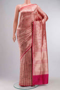 Multi Color Banarasi Silk Saree with Zari Brocade on the body and Zari Border displayed on a mannequin