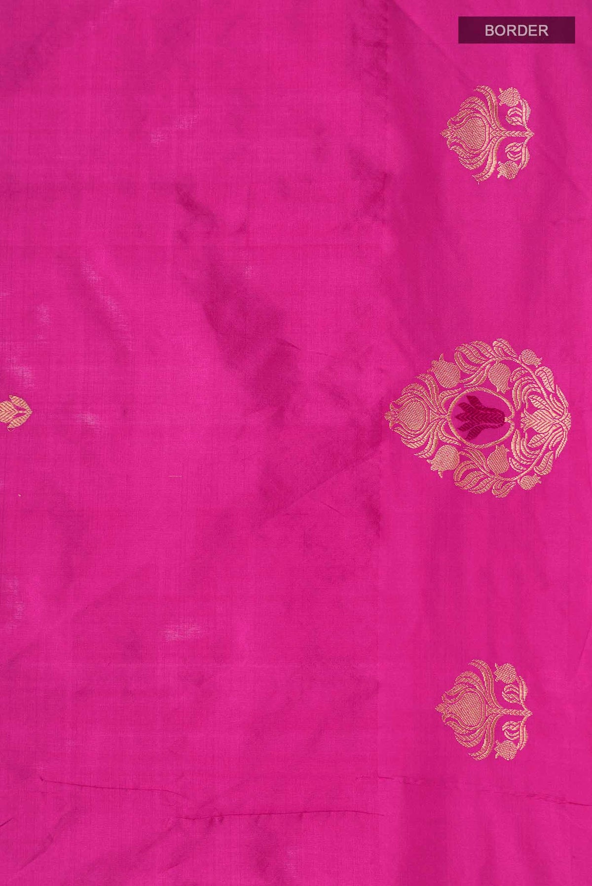 Border image of Pink Banarasi Katan Silk Saree with Zari Brocade on the body and Zari Border