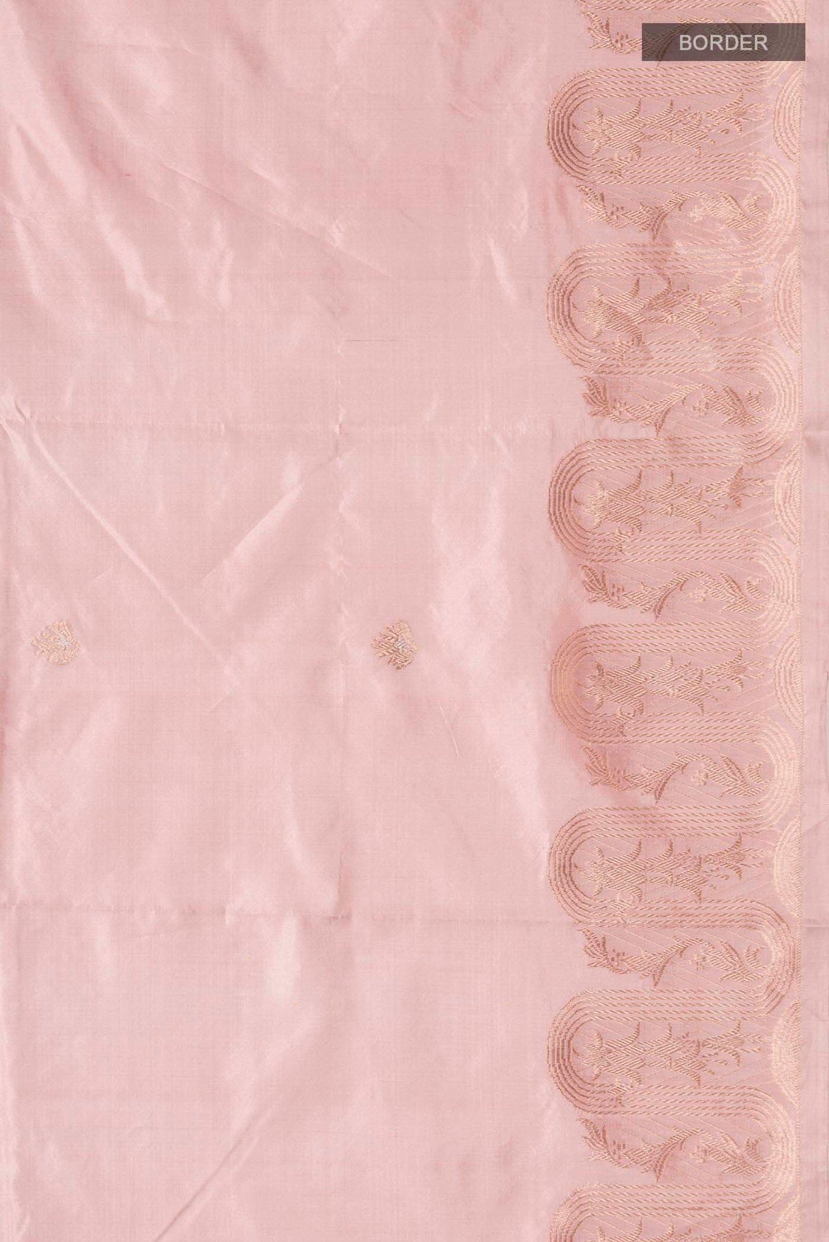 Border image of Pink Banarasi Katan Silk Saree with Zari Butta on the body and Zari Border