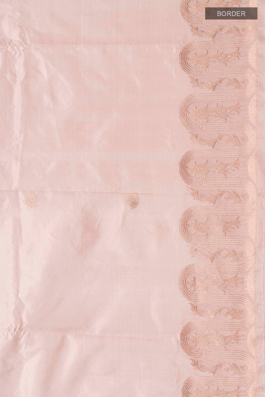 Border image of Rose Gold Banarasi Katan Silk Saree with Zari Butta on the body and Zari Border