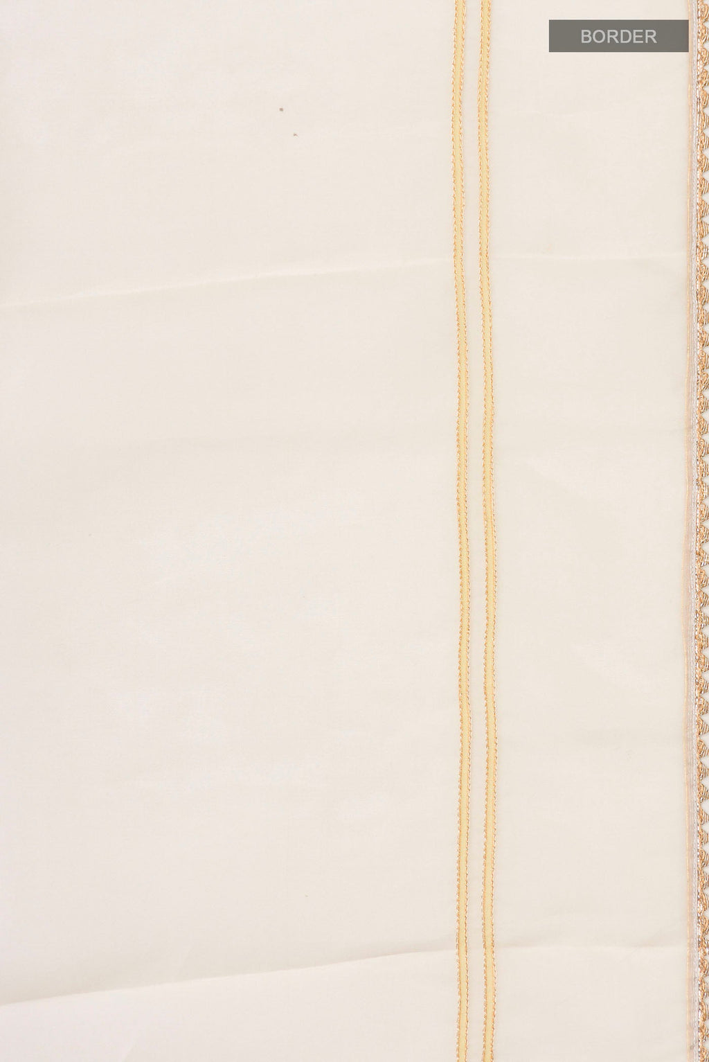 Border image of Cream Organza Silk Saree with Plain Body and Embroidery Border