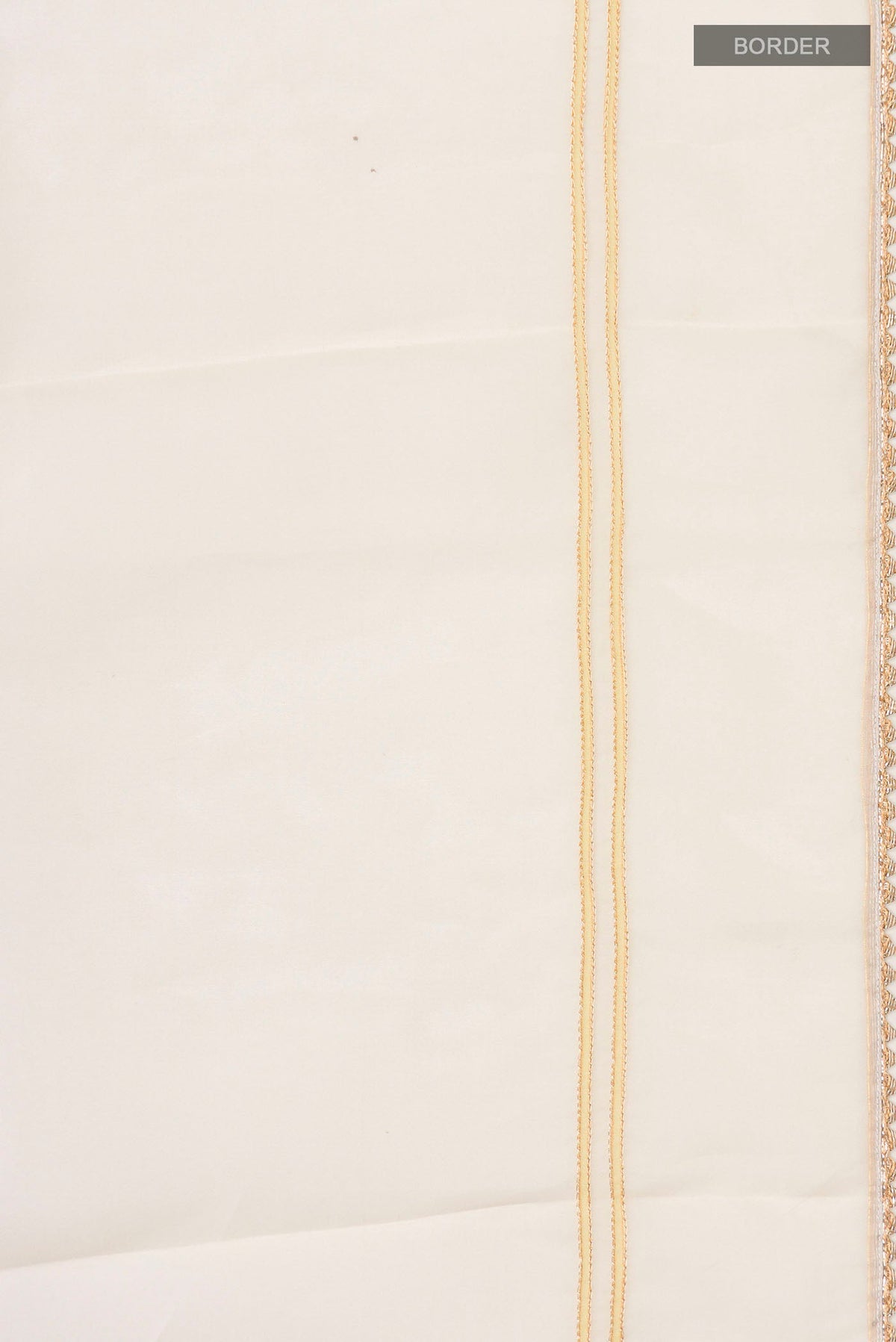 Border image of Cream Organza Silk Saree with Plain Body and Embroidery Border