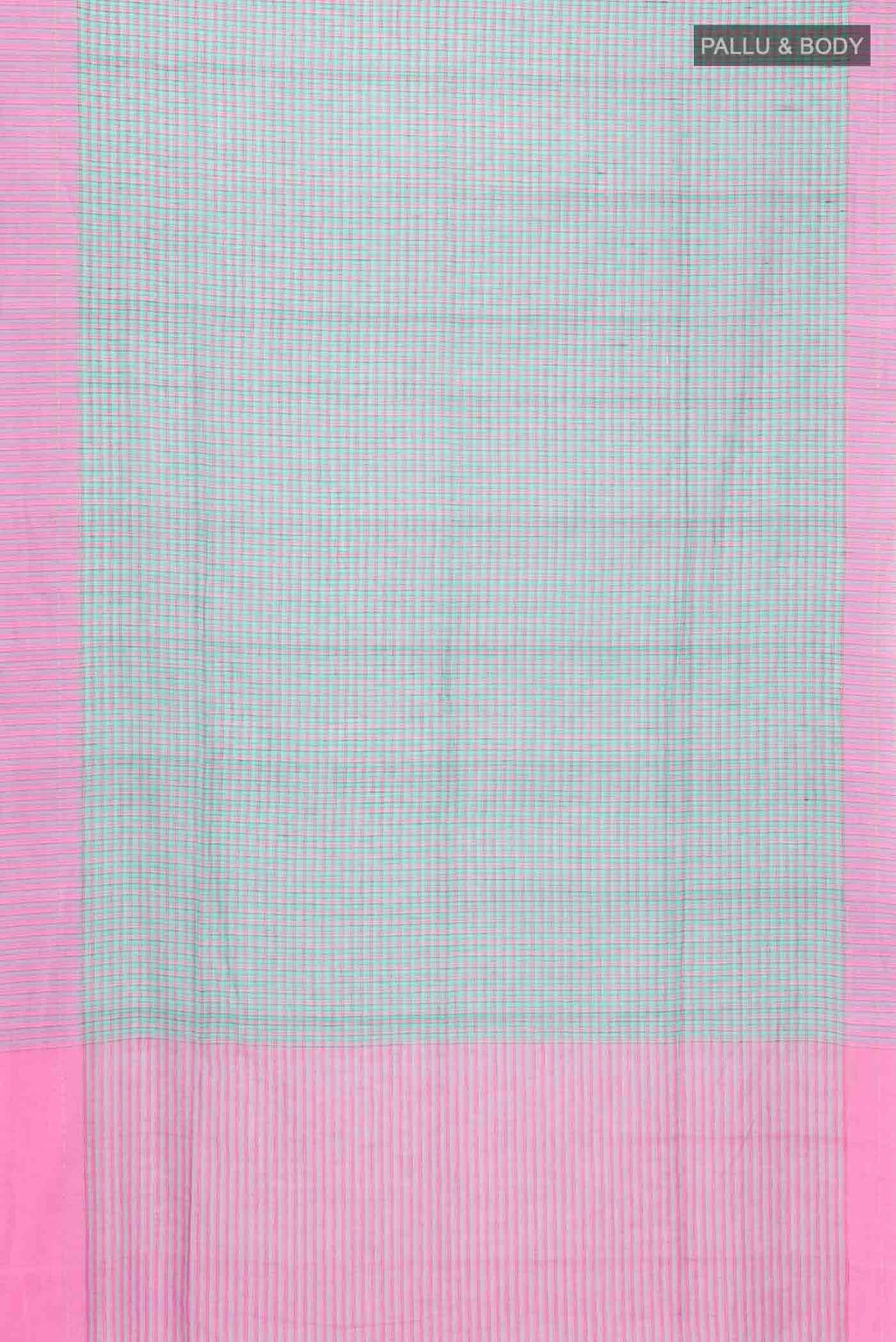 Flat view of Patang features fine multi-coloured checks woven using four harmonious hues, creating a lively yet balanced design Translating to ?te)n Hindi, the saree reflects the light, easy spirit of a patang gliding across an open sky The border and pallu are minimal, finished with delicate zari accents that add subtle richness With its balanced play of colour, it makes for a breathable, comfortable drape