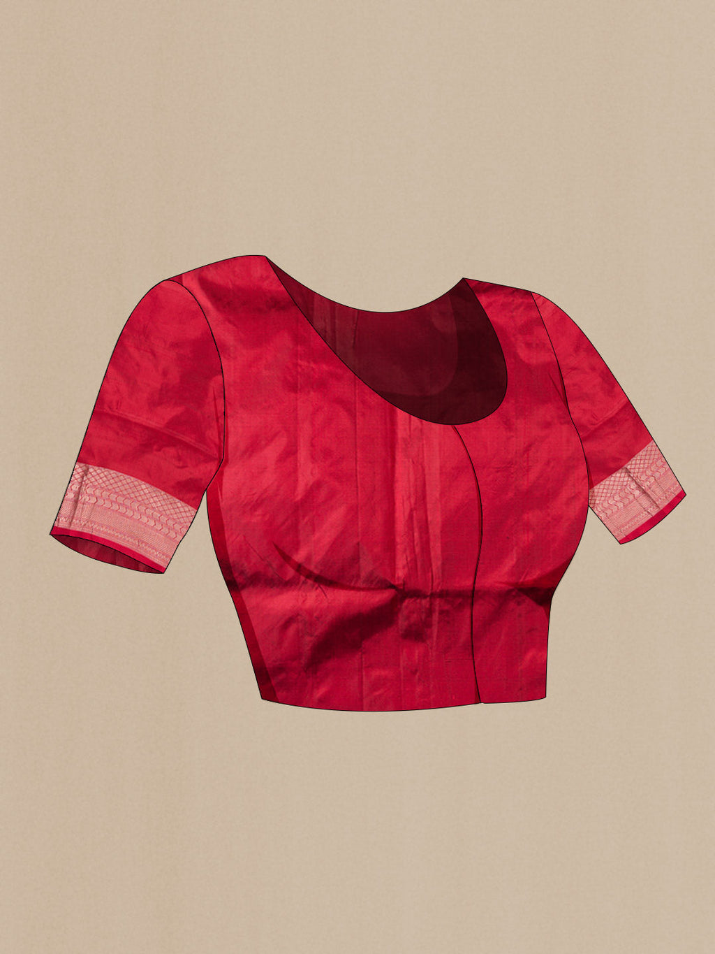 Close up image of the blouse of Multi Banarasi Silk Saree with Stripes on the body and Zari Border