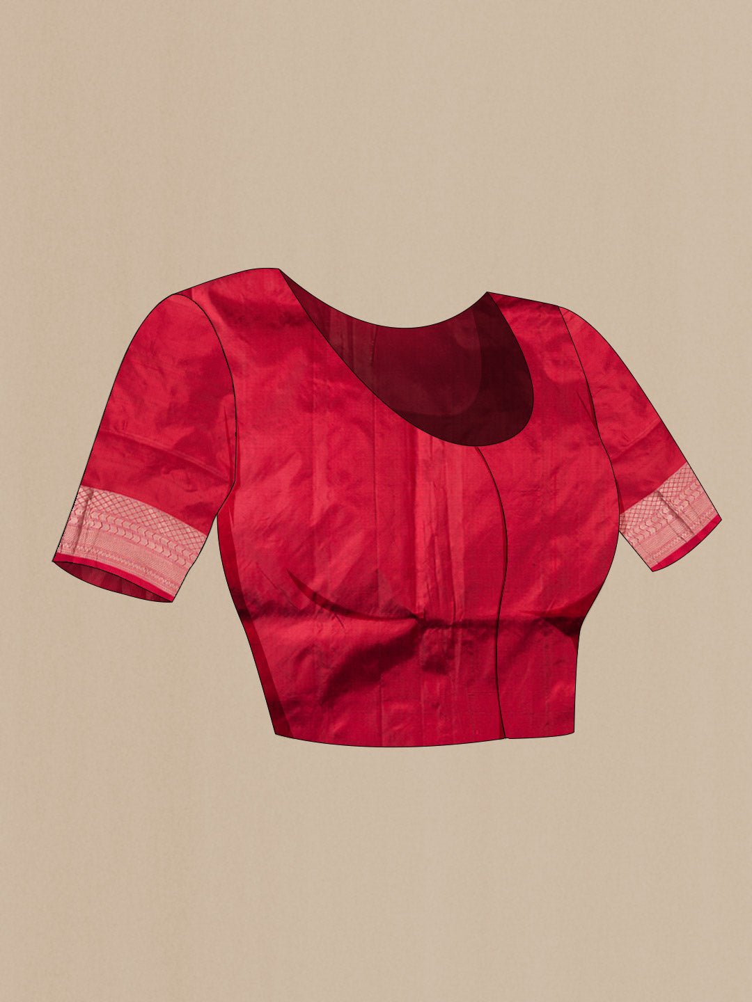 Close up image of the blouse of Multi Banarasi Silk Saree with Stripes on the body and Zari Border