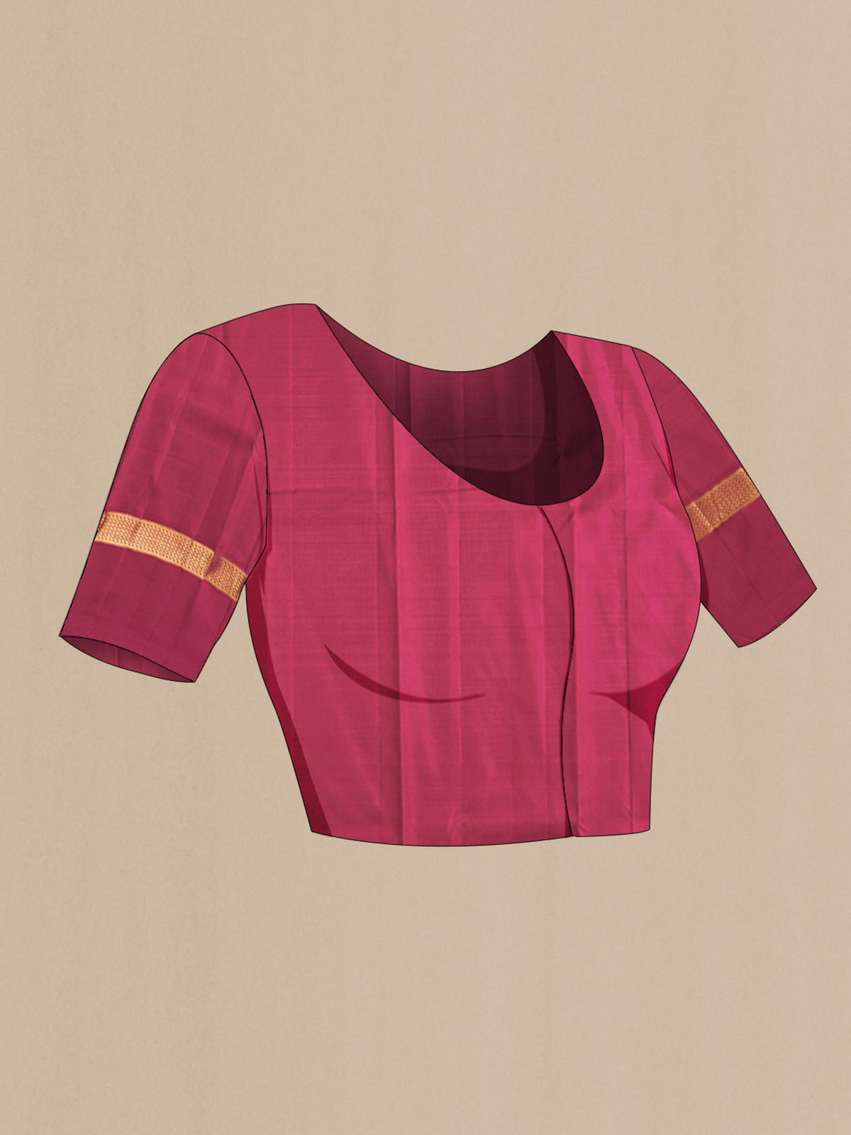 Close up image of the blouse of Green Kanchipuram Silk Saree with Checked design on the body and Zari Border