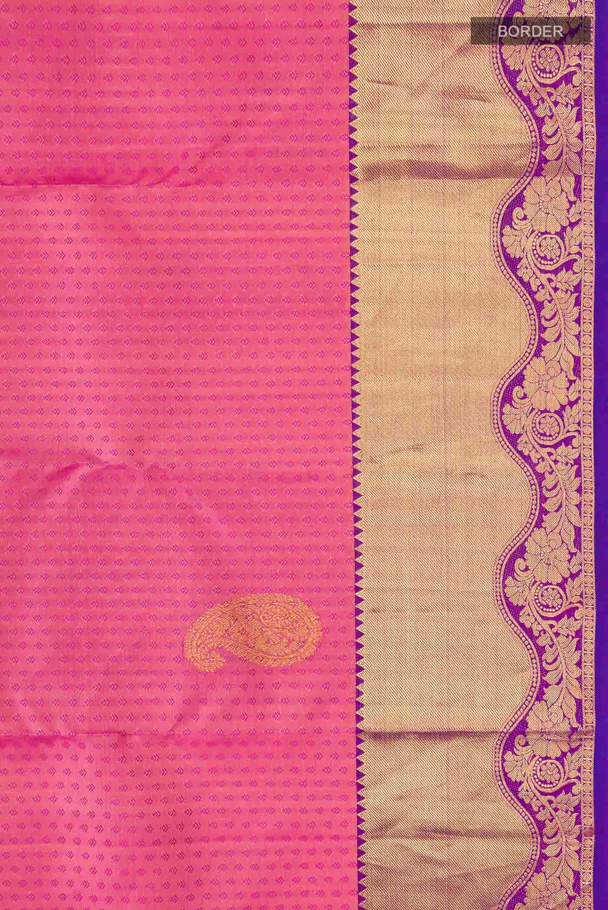 Border image of Multicolor Kanchipuram Silk Saree with Jacquard With Zari Butta on the body and Zari Border