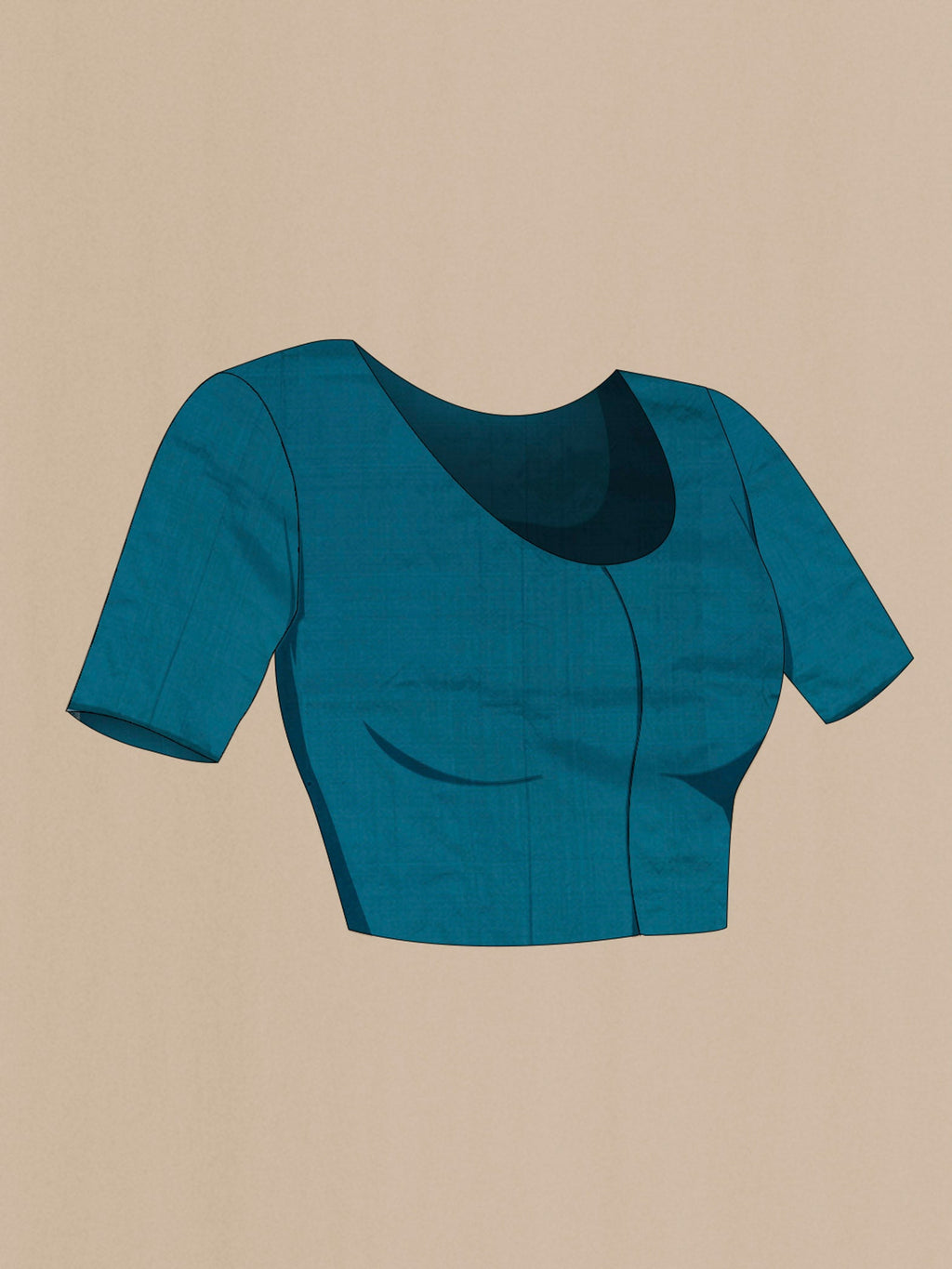 Close up image of the blouse of Turquoise Banarasi Katan Silk Saree with Zari Brocade on the body and Zari Border