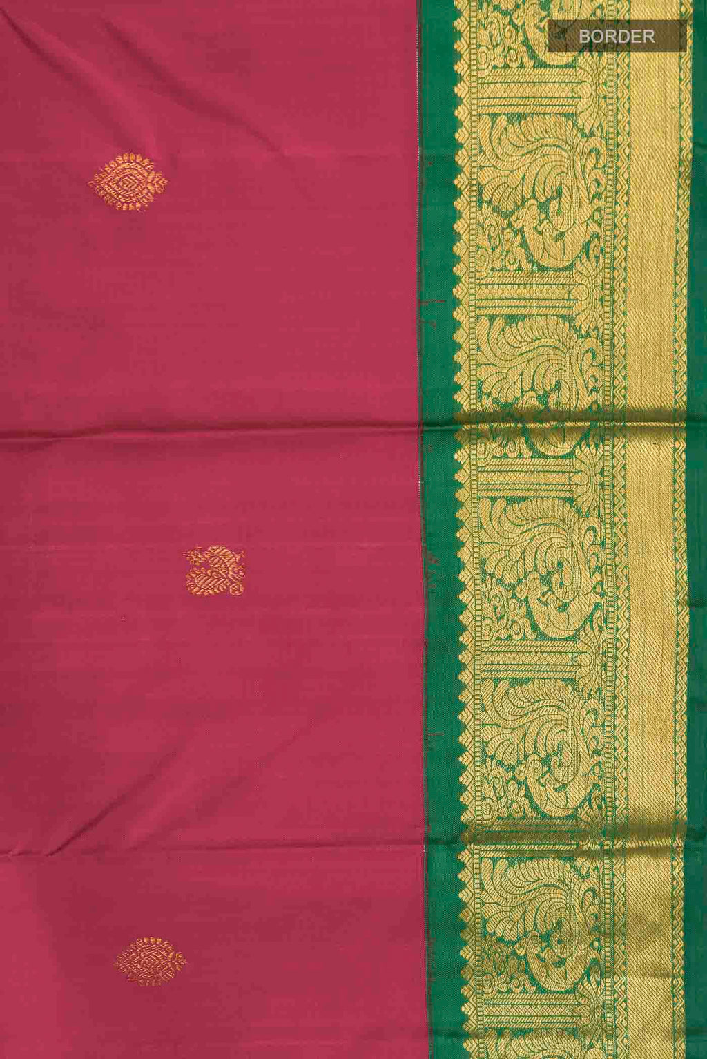 Border image of Magenta Kanchipuram Silk Saree with Zari Butta on the body and Zari Border