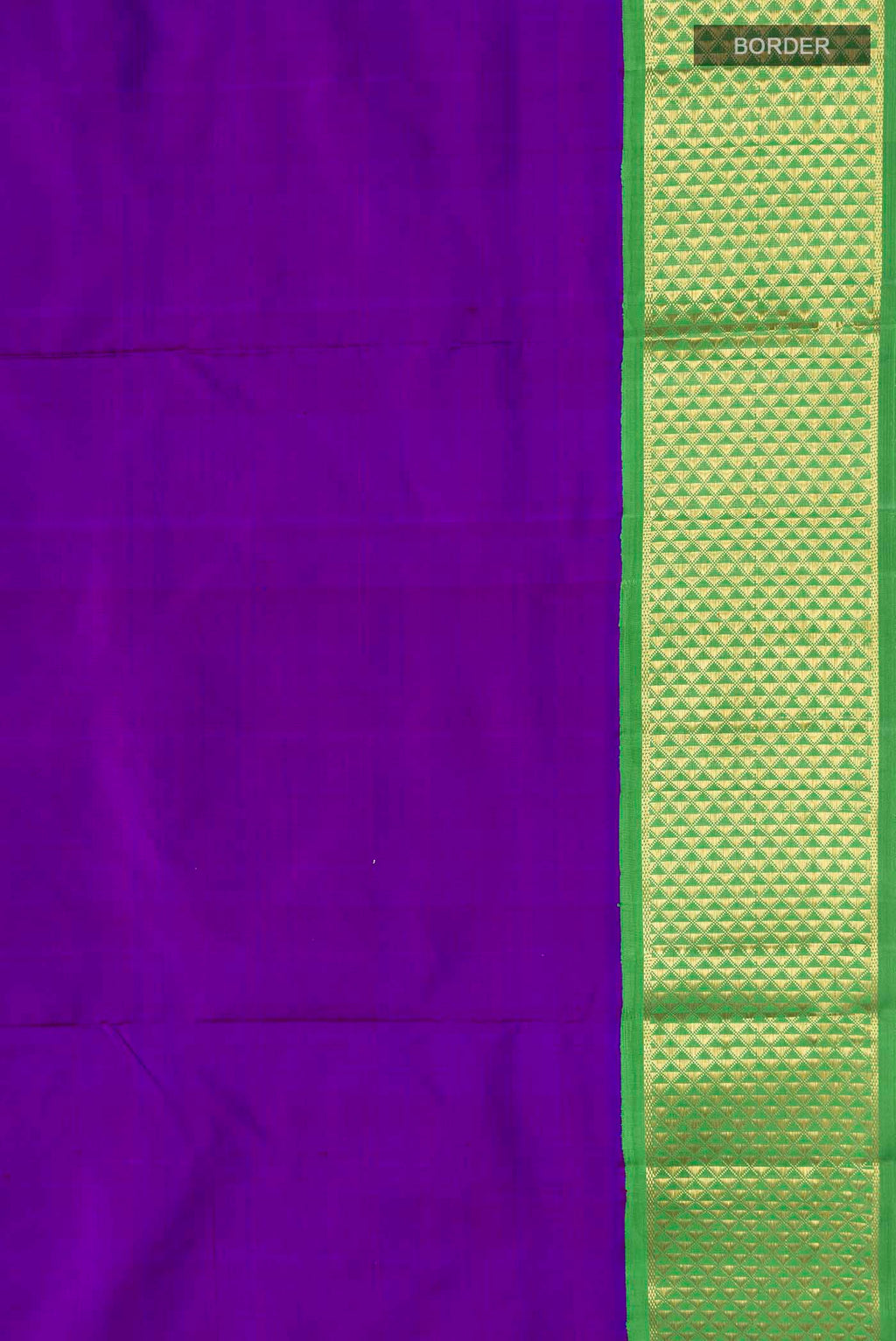 Border image of Purple Kanchipuram Silk Nine Yards Saree with Plain Body and Zari Border