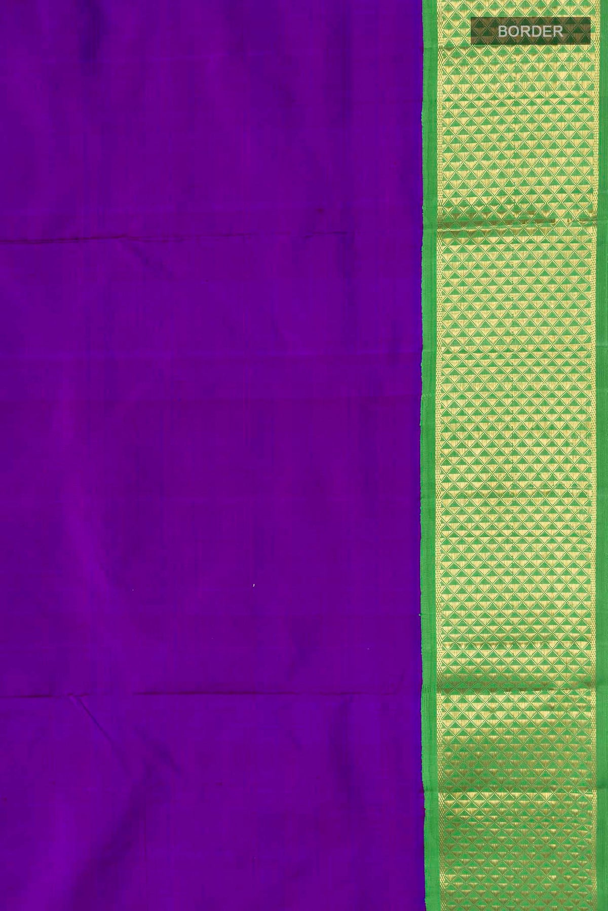 Border image of Purple Kanchipuram Silk Nine Yards Saree with Plain Body and Zari Border