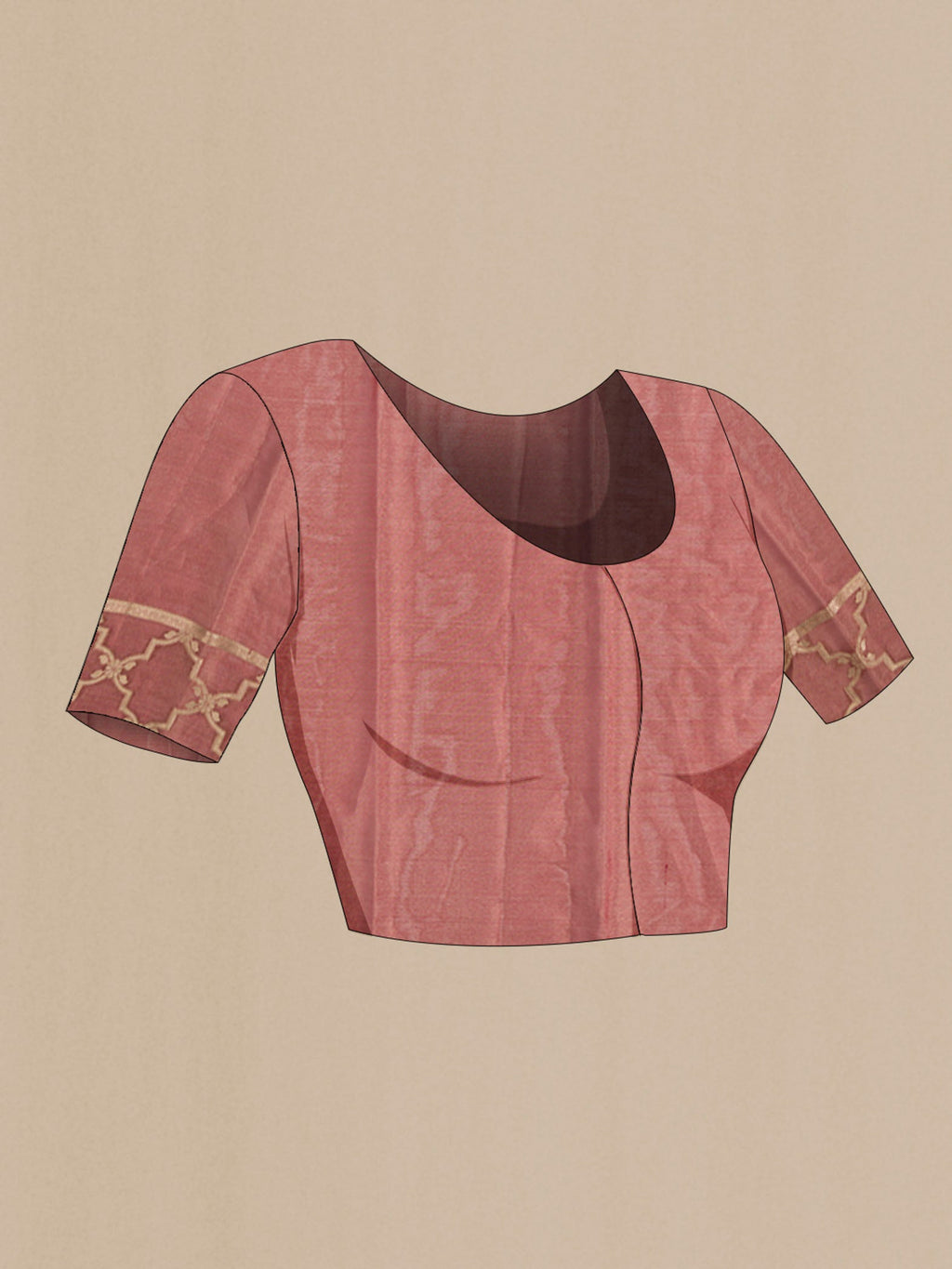 Close up image of the blouse of Bottle Green Mysore Georgette Saree with Stripes on the body and Zari Border
