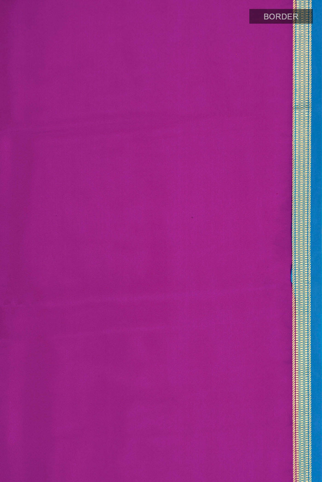 Border image of Pure Silk Pure Zari Purple Mysore Crepe Saree with Plain Body and Zari Border