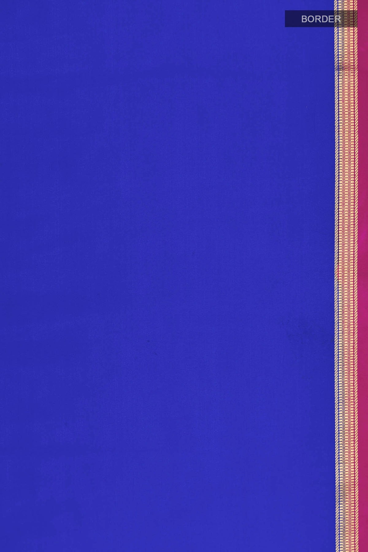 Border image of Pure Silk Pure Zari Royal Blue Mysore Crepe Saree with Plain Body and Zari Border