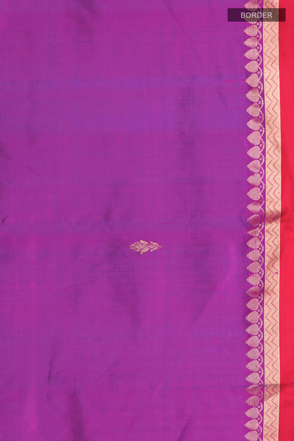 Border image of Purple Banarasi Katan Silk Saree with Zari Butta on the body and Zari Border