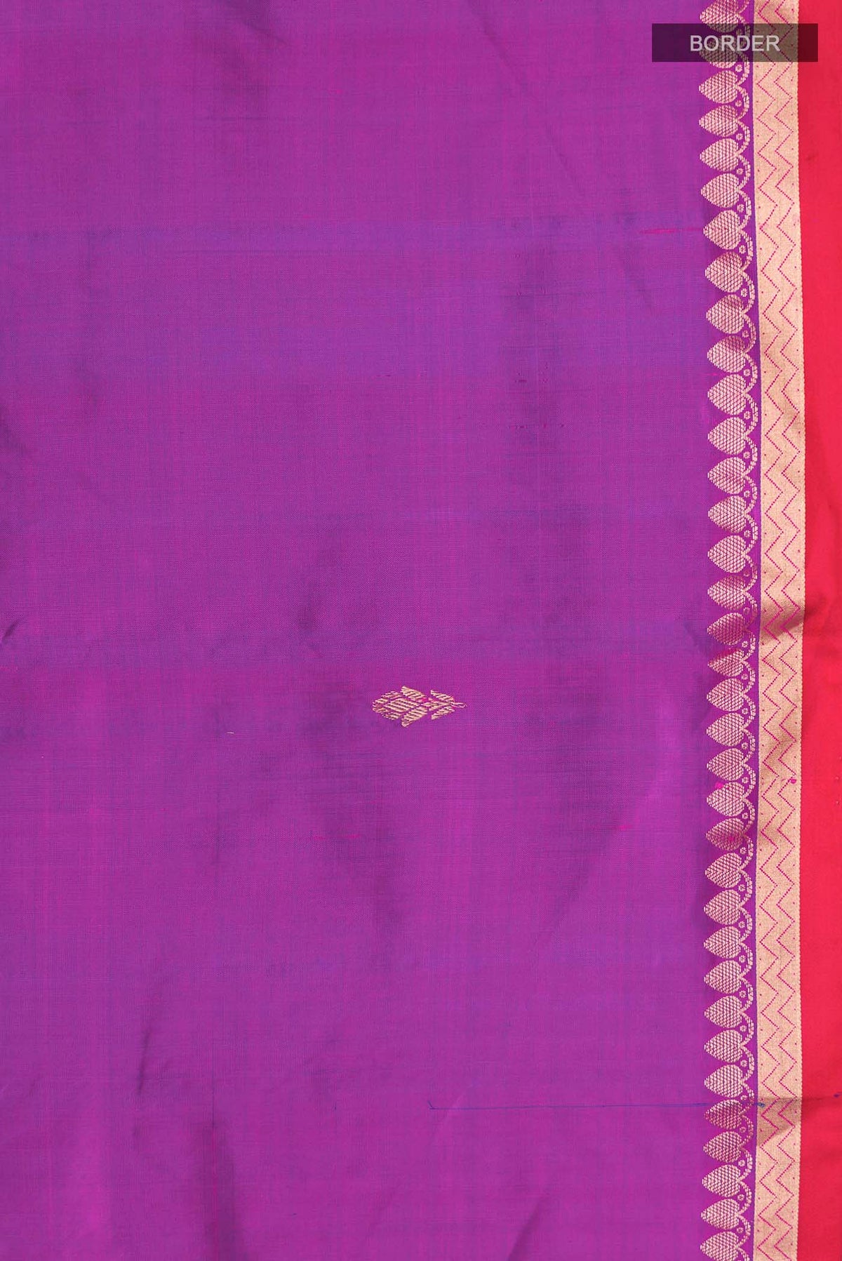 Border image of Purple Banarasi Katan Silk Saree with Zari Butta on the body and Zari Border