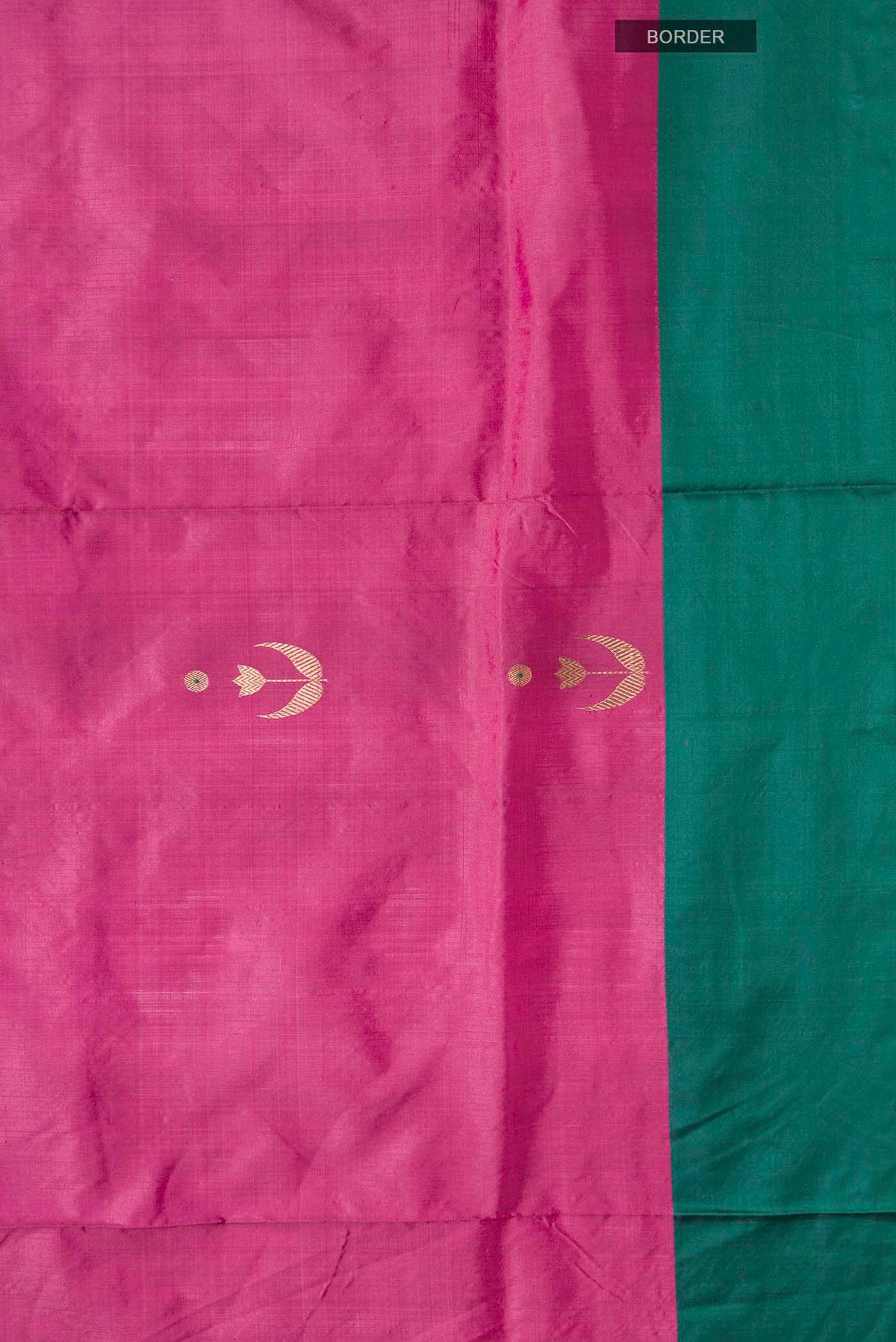 Border image of Pink Banarasi Katan Silk Saree with Zari Butta on the body and Plain Border