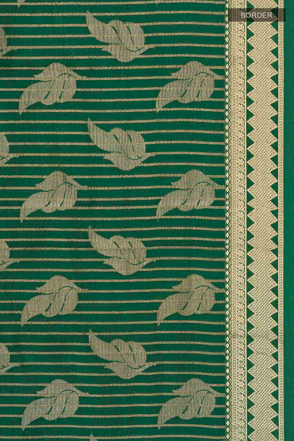 Border image of Green Mysore Crepe Saree with Zari Butta on the body and Zari Border