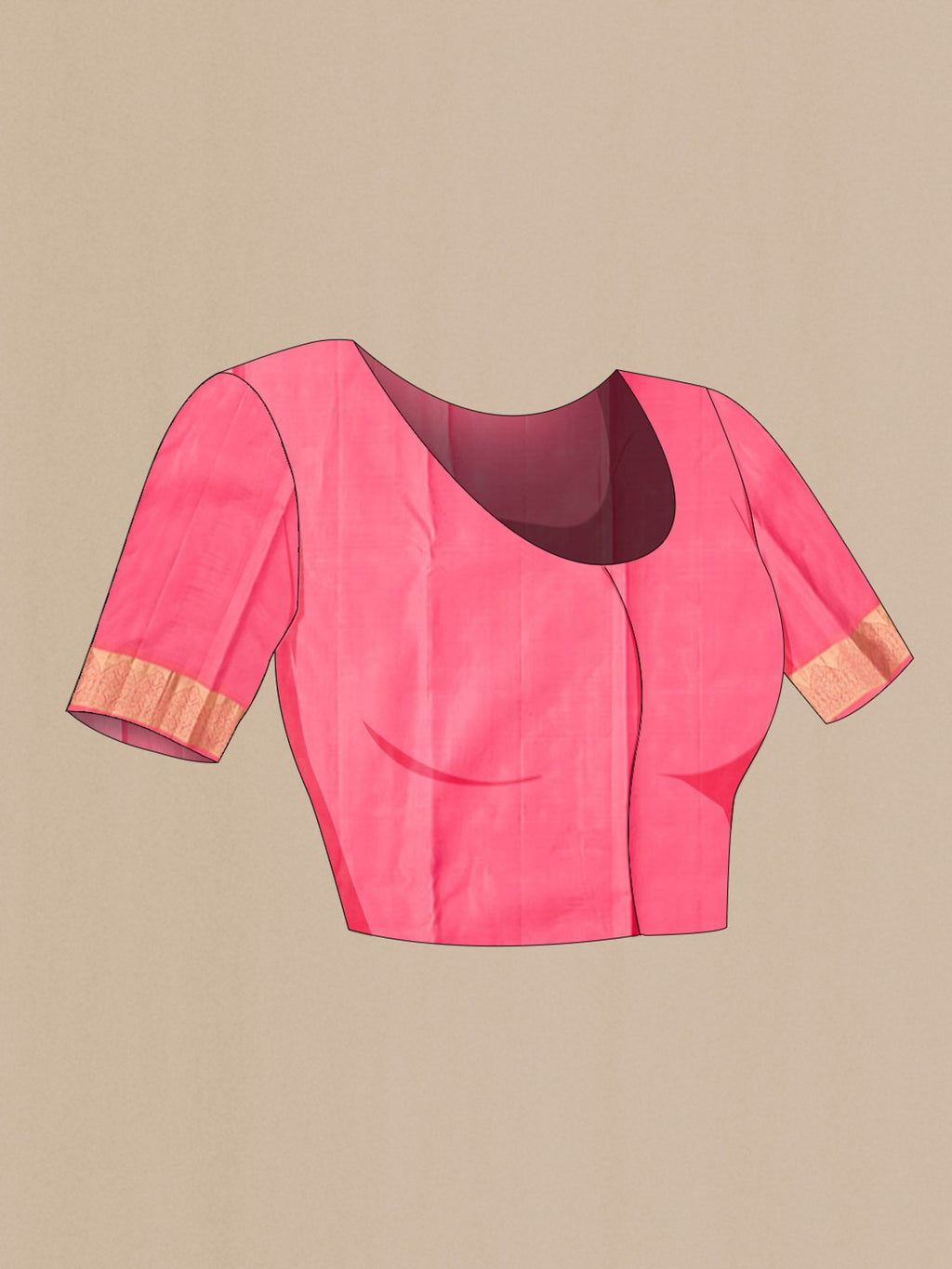 Close up image of the blouse of Black Kanchipuram Silk Saree with Zari Butta on the body and Zari Border