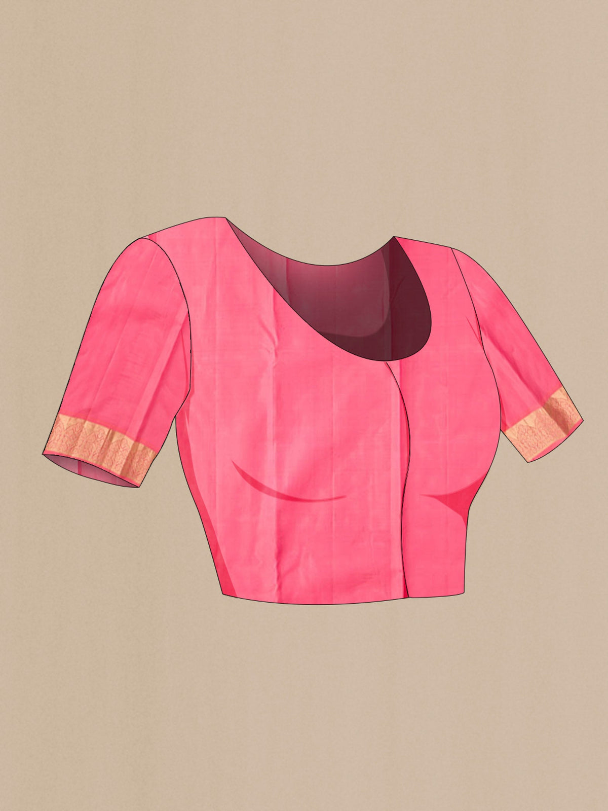 Close up image of the blouse of Black Kanchipuram Silk Saree with Zari Butta on the body and Zari Border